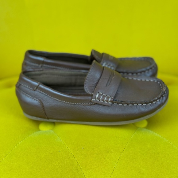 Zara Brown Leather Loafers Slip-On Classic - Picture 5 of 10